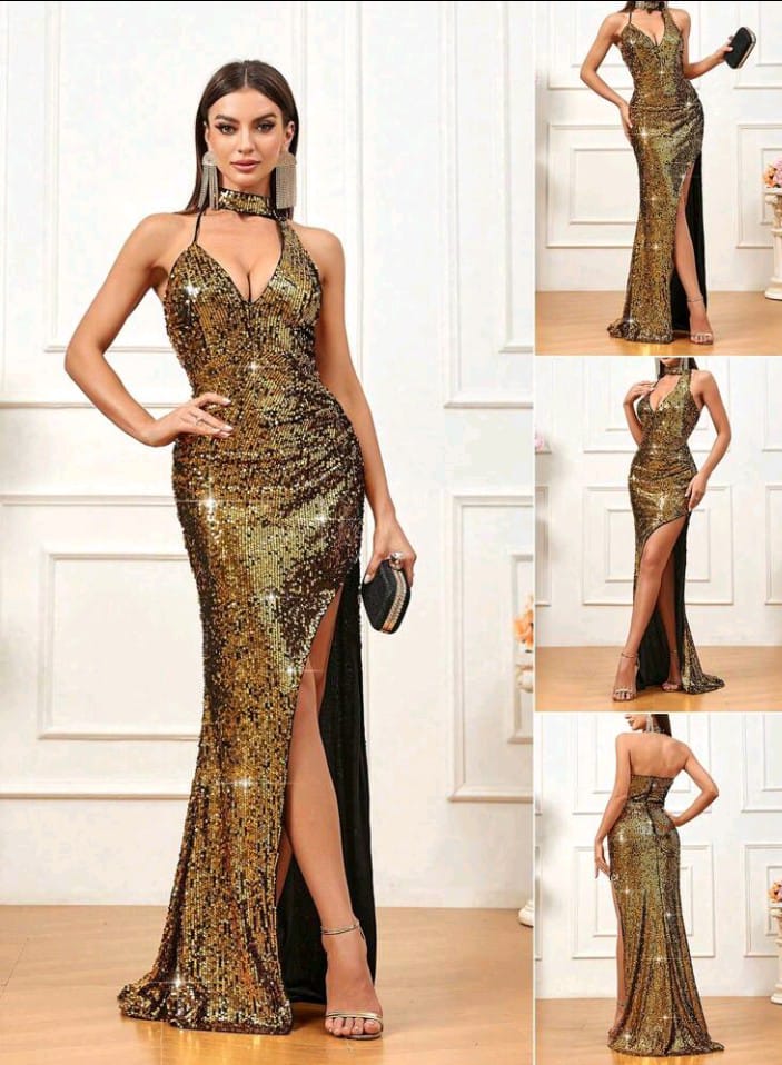 Vestido de fiesta formal de brillantes