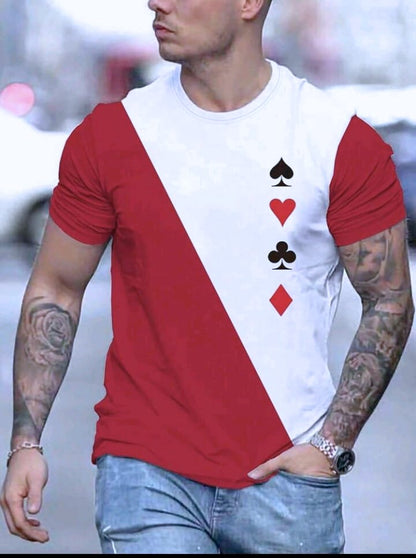 Camiseta con estampado de póker de dos tonos